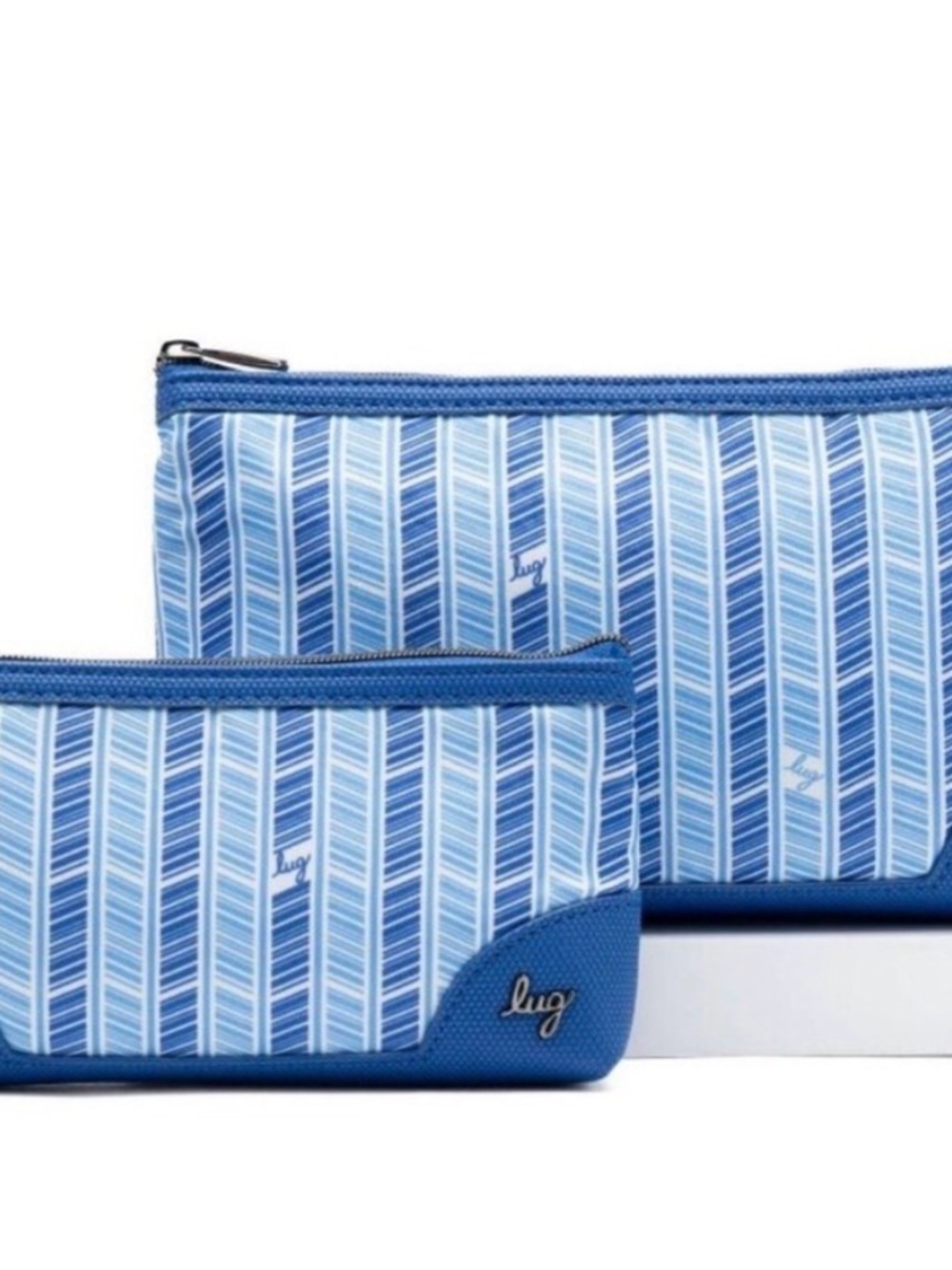 NWT Lug SAPPHIRE TOOTLES Cosmetic Bag Set of (2) Matte Luxe Trim